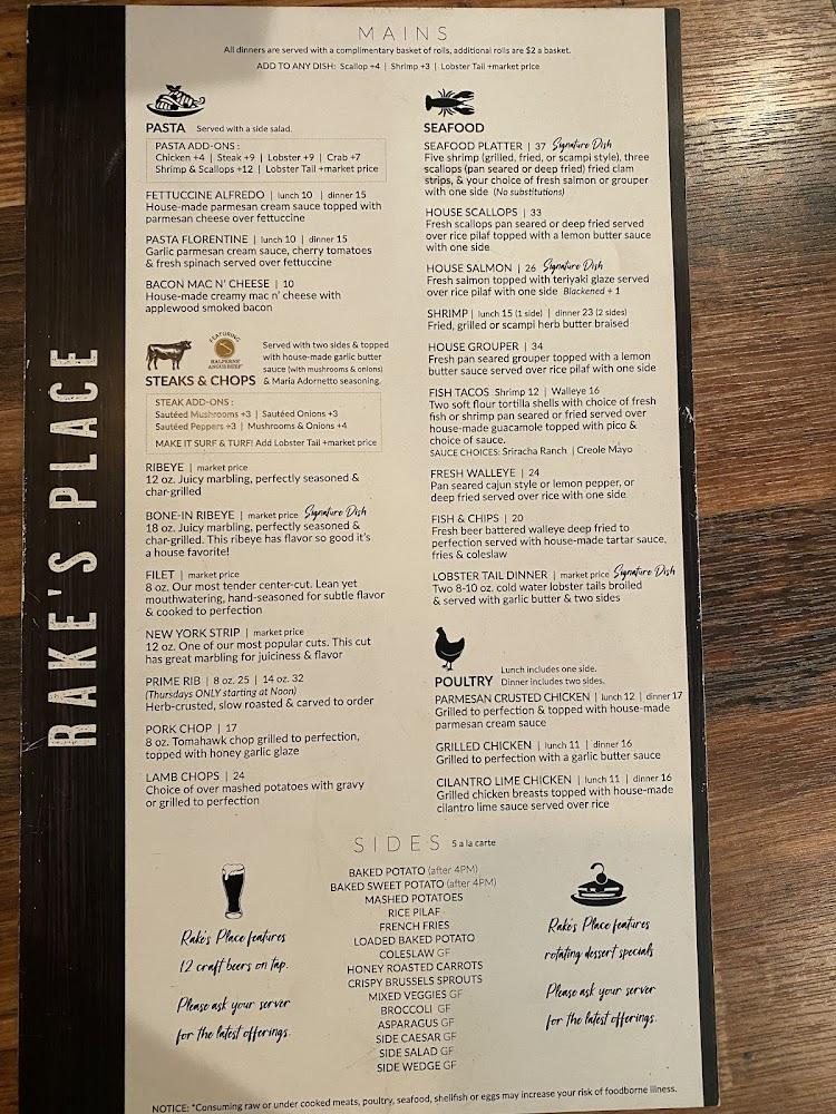 Rake's Place Menu image 1